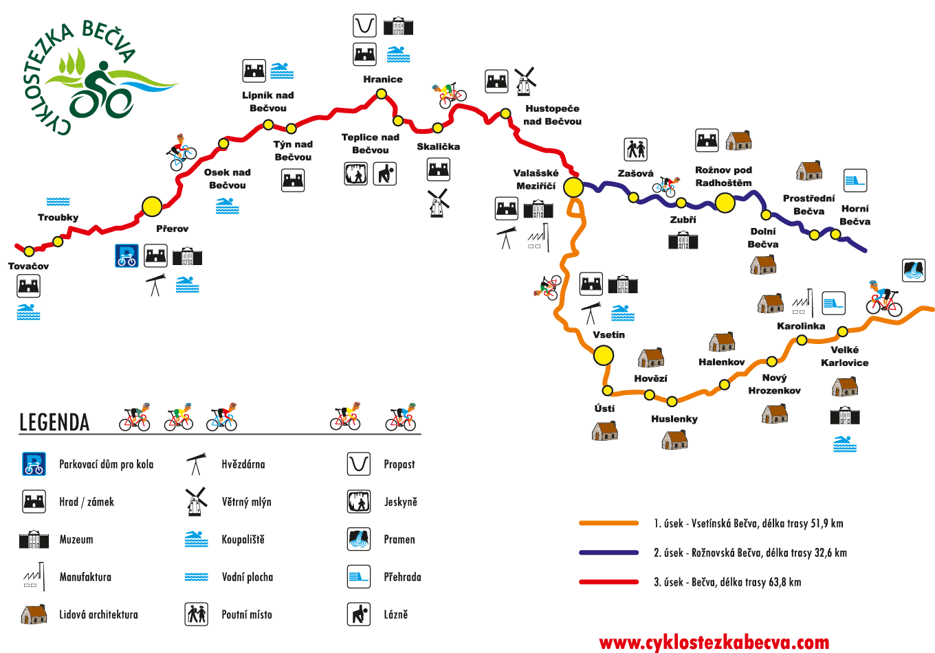 mapa cyklostezky bečva